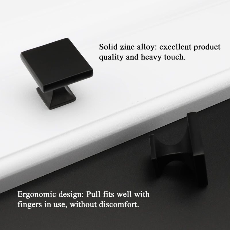 homdiy 10 Pack Black Cabinet Knobs Square Dresser Drawer Knobs - Matte Black Cabinet Knobs Kitchen Cabinet Hardware - Image 4